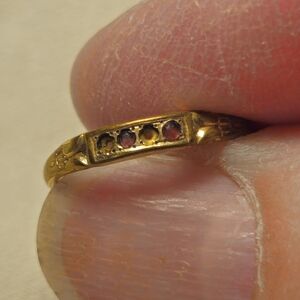 Antique Victorian Gold Toned Baby Ring With Rubies Size 2.5 Missing Stones